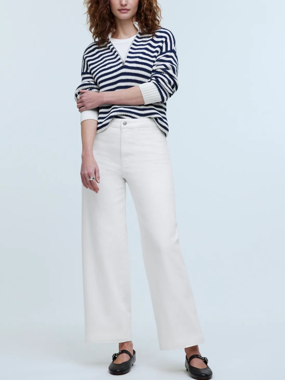 Madewell White Wide-Leg Pant